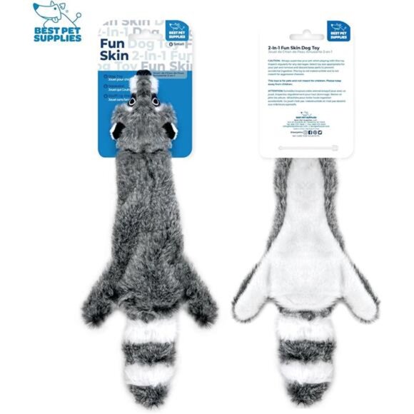 2-in-1 Fun Skin Stuffless Dog Squeaky Toy Fox & Raccoon - Picture 7 of 7